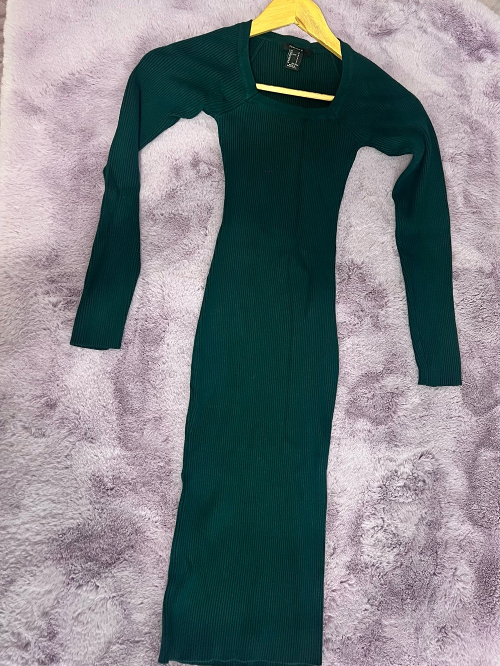 Ribbed Long Sleeve Bodycon Dress - Deep Teal